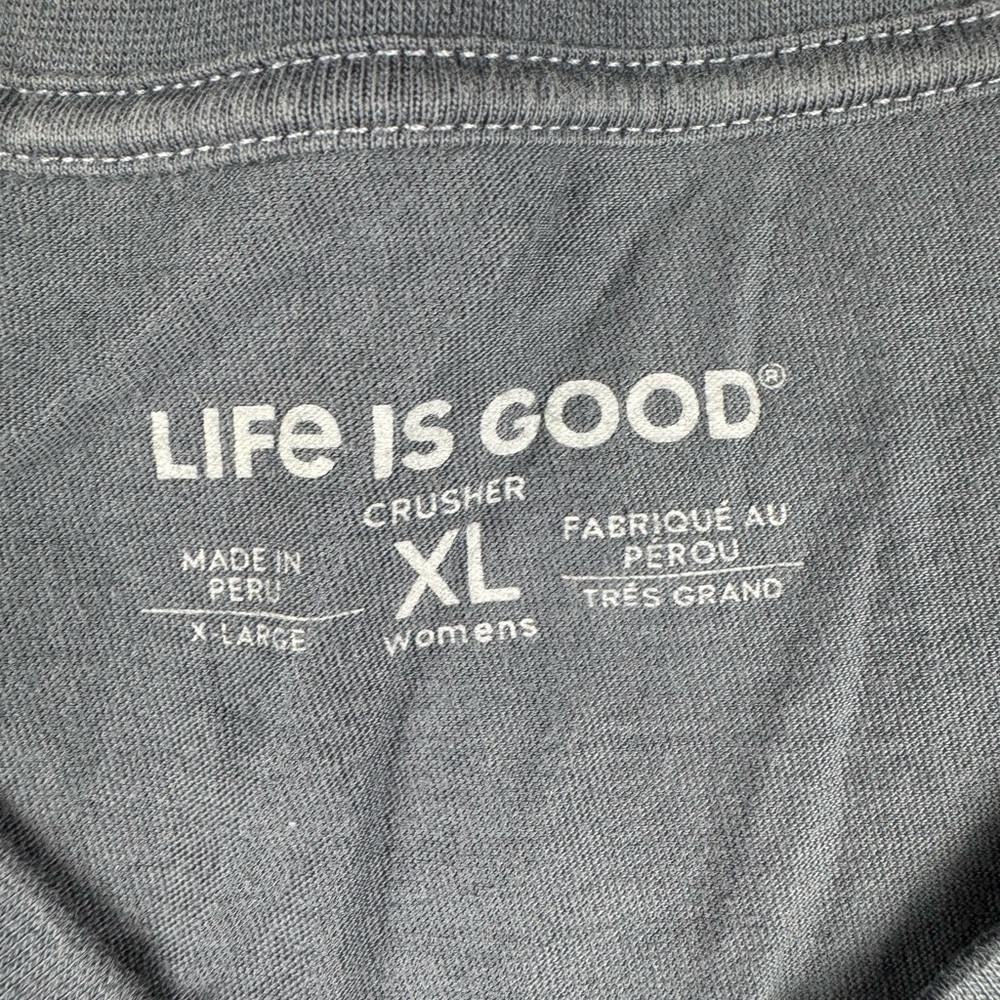 Life Is Good Women's Blue Long Sleeve Tee with Orange Leaf Design - Picture 2 of 7